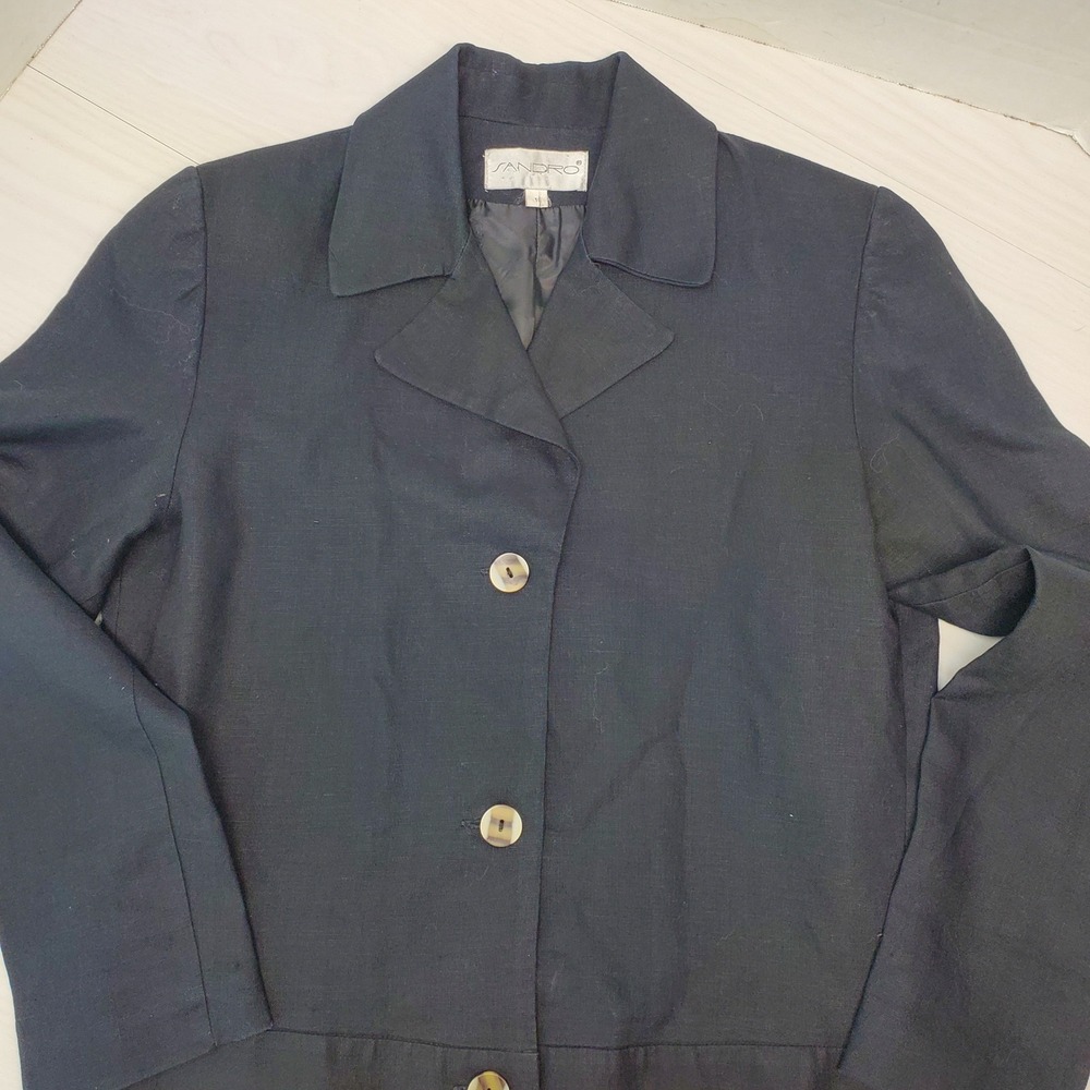Sandro Paris Womens Black Tailored Blazer Size 10 Capsul Wardrobe French‎ Chic